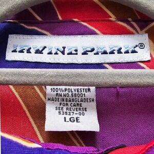 Vintage Irvine Park Womens Geometric Print Button Up Shirt Large Polyester